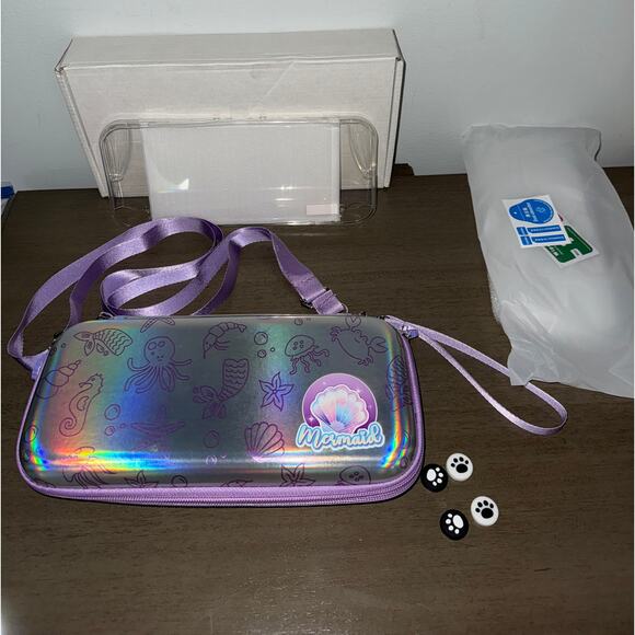 NEW Belle&Birdie Mermaid Switch OLED Case Purple Hard Shell Handbag Gaming - Picture 2 of 6